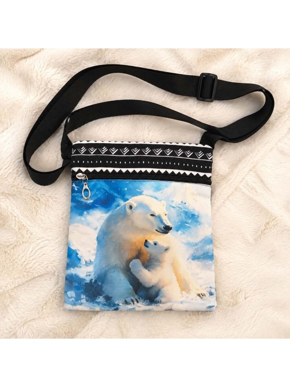 Polar Bear Mother and Cub Crossbody Phone Bag